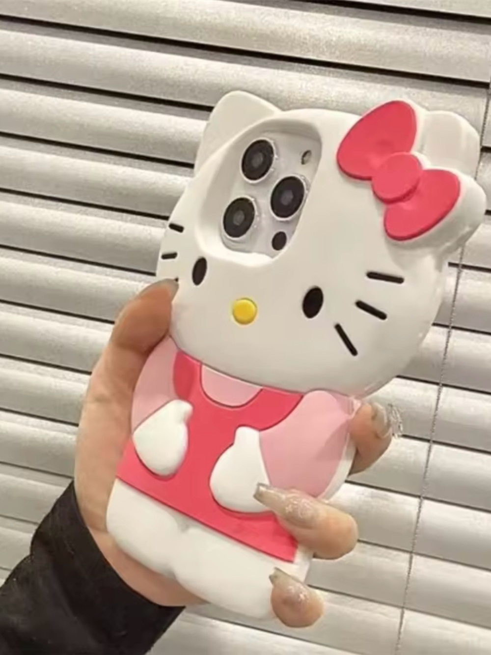 Sanrio HELLO KITTY 3D Pink/White iPhone 13 Pro Max Silicone Case Cover NEW